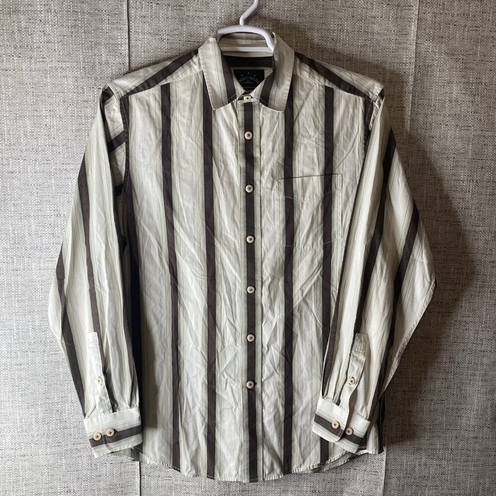 Indigo Palms Button Down Shirt Men's Size M Long Sleeve Shirt Striped.